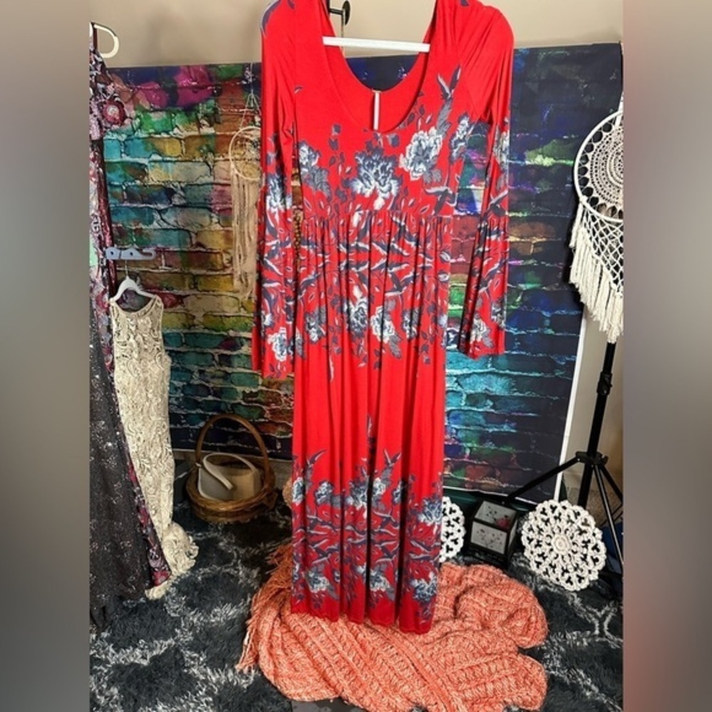 NWOT Free People Midnight Garden Red Maxi Dress Size XS - Picture 3 of 14